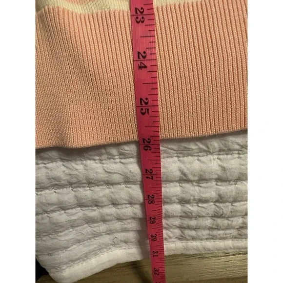 Talbots Crew Neck Pink And White Striped Sweater With Butterfly Embroidery, L - Picture 7 of 9